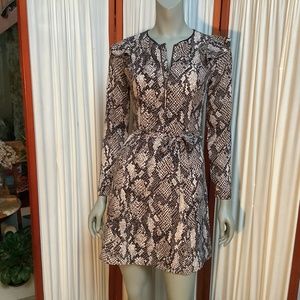 NWT Karen Millen SNAKESKIN PRINT MINI DRESS Skirt Flared Size US 2